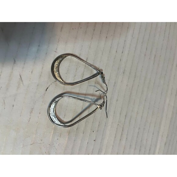 1 Pr Open Teardrop 1.5", 1 Pr 2" Lng Trngle ,1 Pr  1.5"Teardrop Silver Earrings - Picture 3 of 6